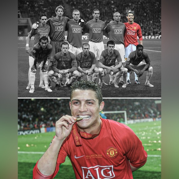 Manchester United 2008 CRISTIANO RONALDO #7 Vintage Soccer Jersey Final Moscow - Picture 12 of 13